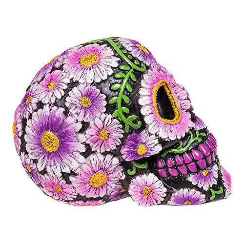 Nemesis Now Sugar Petal Skull Figura Decorativa de 15 cm, con diseño de Calavera con Flores, Negra