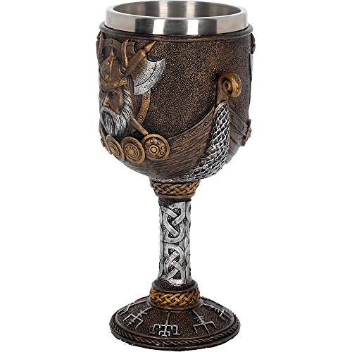 Nemesis Now Valhalla - Copa, 17 cm, resina con inserto de acero inoxidable, color marrón