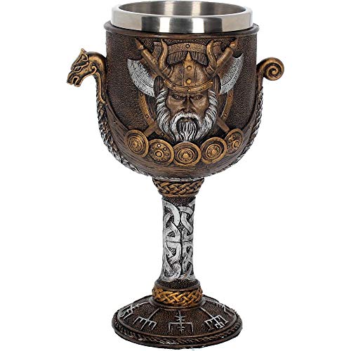 Nemesis Now Valhalla - Copa, 17 cm, resina con inserto de acero inoxidable, color marrón
