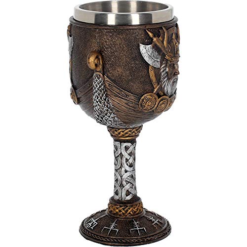 Nemesis Now Valhalla - Copa, 17 cm, resina con inserto de acero inoxidable, color marrón