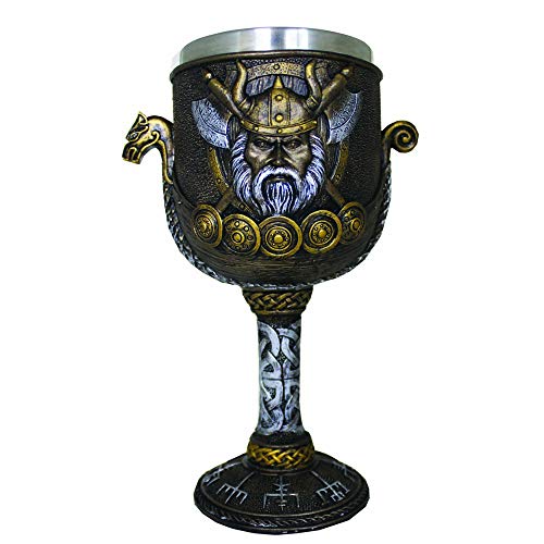 Nemesis Now Valhalla - Copa, 17 cm, resina con inserto de acero inoxidable, color marrón