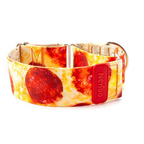 Nenoo Collar Martingale para Perros Que Escapan de los Collares Normales. Patrón de Deliciosa Pizza! 25-43 cm