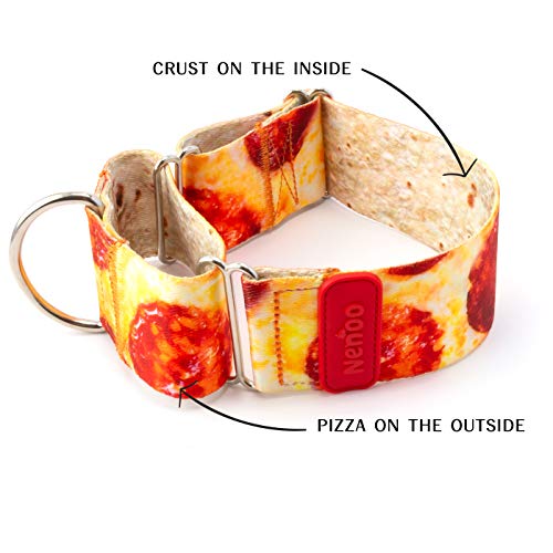 Nenoo Collar Martingale para Perros Que Escapan de los Collares Normales. Patrón de Deliciosa Pizza! 25-43 cm