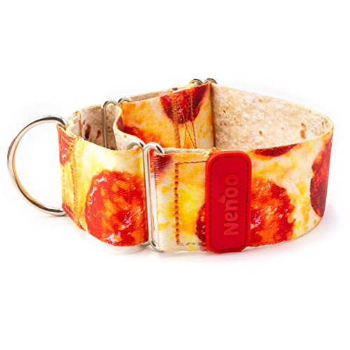 Nenoo Collar Martingale para Perros Que Escapan de los Collares Normales. Patrón de Deliciosa Pizza! 25-43 cm