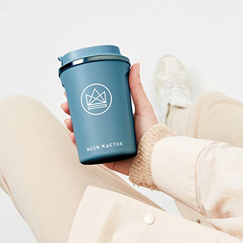 Neon Kactus - Taza térmica reutilizable para café, diseño de Kactus Azul pastel.