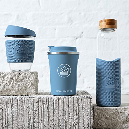 Neon Kactus - Taza térmica reutilizable para café, diseño de Kactus Azul pastel.