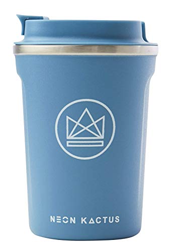 Neon Kactus - Taza térmica reutilizable para café, diseño de Kactus Azul pastel.