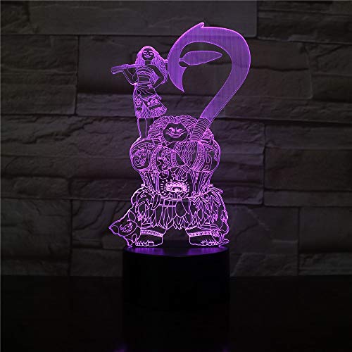Neon Lights Bar Figura de película Maui REN 16 Cambios de Color Luces LED 3D Regalo de cumpleaños Navidad