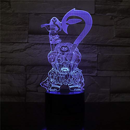 Neon Lights Bar Figura de película Maui REN 16 Cambios de Color Luces LED 3D Regalo de cumpleaños Navidad