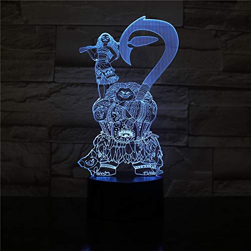 Neon Lights Bar Figura de película Maui REN 16 Cambios de Color Luces LED 3D Regalo de cumpleaños Navidad