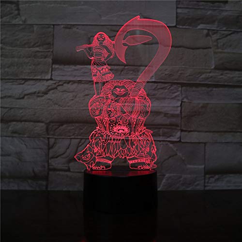 Neon Lights Bar Figura de película Maui REN 16 Cambios de Color Luces LED 3D Regalo de cumpleaños Navidad