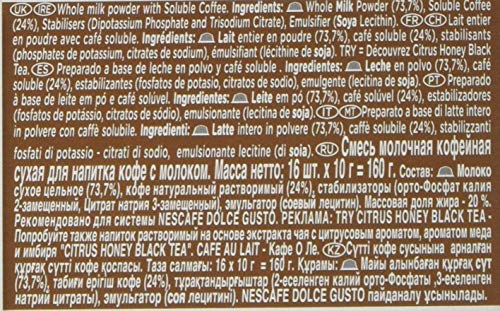 Nescafé Dolce Gusto - Café Con Leche - Cápsulas de café - 16 cápsulas