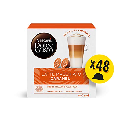 Nescafé DOLCE GUSTO Café LATTE MACHIATTO CARAMEL - Pack De 3 x 16 cápsulas - Total: 48 Cápsulas