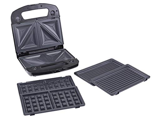 NETTA Sandwichera 3 en 1 | gofrera y parrila de mesa 3 en 1 | sistema de clic | sandwichera eléctrica | 850 vatios | función grill, gofre, sándwich | gofrera y grill 3 en 1 | 3 placas |