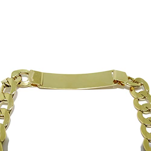 Never Say Never Pulsera para Hombre de Oro Amarillo de 18k con Placa.1.00cm de Ancha y 21.50cm de Larga. 100% Personalizable. Cierre mosquetón