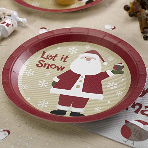 Neviti Let It Snow de Papá Noel Platos, Multicolor, Pack de 8