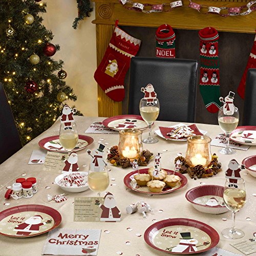 Neviti Let It Snow de Papá Noel Platos, Multicolor, Pack de 8