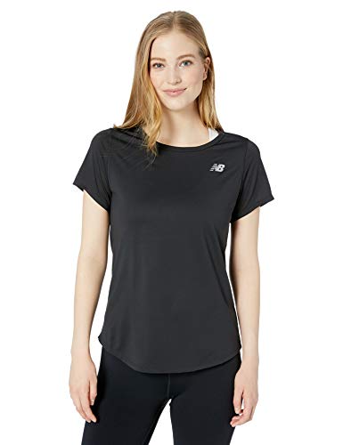 New Balance Accelerate SS Camiseta de Manga Corta para Mujer, Mujer, Camiseta, WT91136, Negro, L