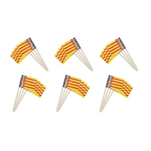 NEW TORO Palillos de Tapas con Bandera, Toothpick Flags Etiquetas Pequeñas para Magdalenas Decorar Tartas Bocadillos Cumpleaños Boda Fiesta de Bienvenida 3.5 * 2.5cm (Valencia) (Valencia 25pcs)