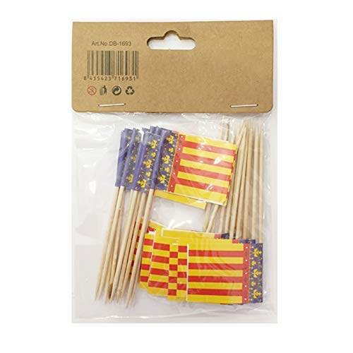 NEW TORO Palillos de Tapas con Bandera, Toothpick Flags Etiquetas Pequeñas para Magdalenas Decorar Tartas Bocadillos Cumpleaños Boda Fiesta de Bienvenida 3.5 * 2.5cm (Valencia) (Valencia 25pcs)