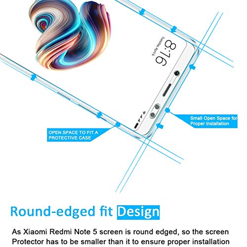 NEW'C 2 Unidades, Protector de Pantalla para Xiaomi Redmi Note 5, Antiarañazos, Antihuellas, Sin Burbujas, Dureza 9H, 0.33 mm Ultra Transparente, Vidrio Templado Ultra Resistente