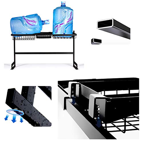 Newox Utensilios de Cocina Mostrador de Almacenamiento de Acero Inoxidable Mostrador de Ahorro de Espacio Soporte Organizador Negro(24,1 * 12,6 * 17,3 pouces)