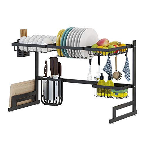 Newox Utensilios de Cocina Mostrador de Almacenamiento de Acero Inoxidable Mostrador de Ahorro de Espacio Soporte Organizador Negro(24,1 * 12,6 * 17,3 pouces)