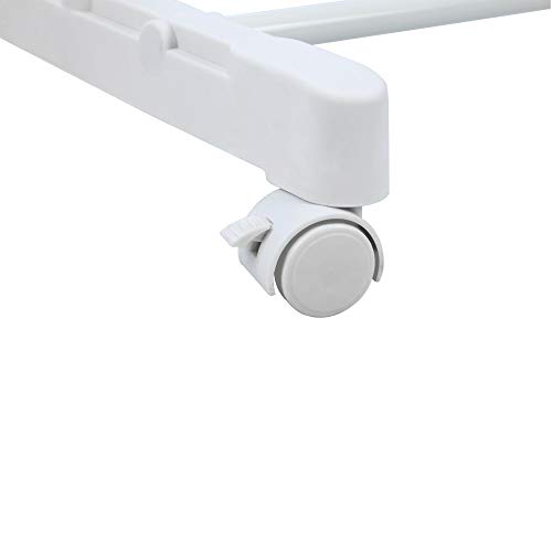 Newteck Tendedero de Ropa Vertical de plástico Ruedas y 4 Niveles Dobles. Tendedero Plegable y Extensible para Interiores y Exteriores, con Soporte para artículos pequeños y 15 Metros de tendedero.