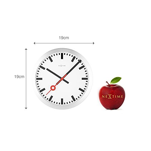 NeXtime Reloj de pared o de mesa "STATION", muy silencioso, redondo, blanco, ø 19 cm