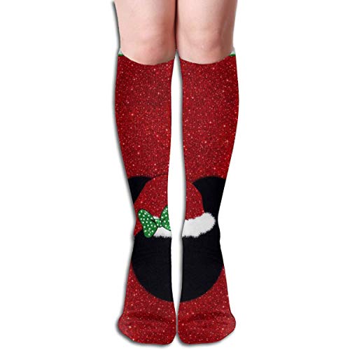 NHUXAYH Calcetines hasta la rodilla Calcetines de compresión divertidos de Navidad de Mickey Head para niña mujer