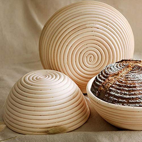 N/I Cesta De Prueba De Pan, Cesta De Pan De Levantamiento, Forma De Brote Banneton De Ratán Redondo para Pan Y Bandeja De Prueba De Pan De Ratán De Prueba De Masa Conjunto De Cesta De Prueba De Pan
