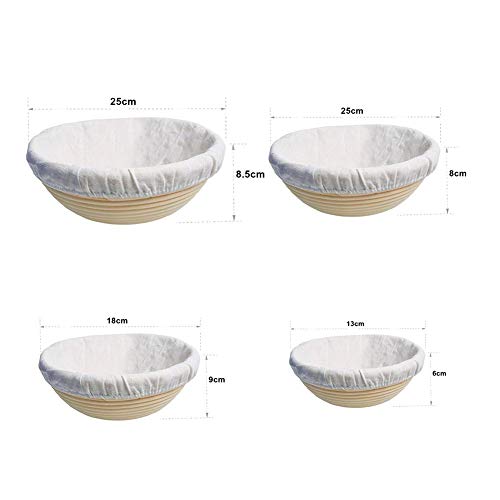 N/I Cesta De Prueba De Pan, Cesta De Pan De Levantamiento, Forma De Brote Banneton De Ratán Redondo para Pan Y Bandeja De Prueba De Pan De Ratán De Prueba De Masa Conjunto De Cesta De Prueba De Pan