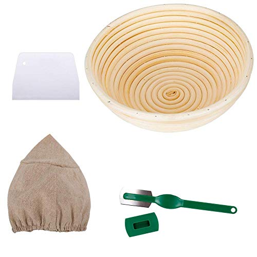 N/I Cesta De Prueba De Pan, Cesta De Pan De Levantamiento, Forma De Brote Banneton De Ratán Redondo para Pan Y Bandeja De Prueba De Pan De Ratán De Prueba De Masa Conjunto De Cesta De Prueba De Pan