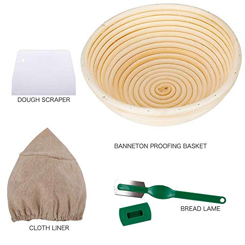 N/I Cesta De Prueba De Pan, Cesta De Pan De Levantamiento, Forma De Brote Banneton De Ratán Redondo para Pan Y Bandeja De Prueba De Pan De Ratán De Prueba De Masa Conjunto De Cesta De Prueba De Pan