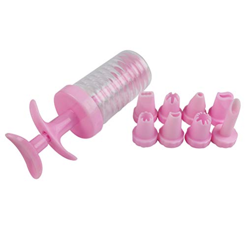 NICEXMAS Prensa para Galletas Herramientas para Hornear Accesorios Pastel Galletas Molde Molde para Prensar Galletas Pistola para Cocinar con 4 Moldes 32 Boquillas (Rosa)