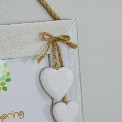 Nicola Spring Marco Triple para Fotos de 15 x 10 - con Corazones Blancos - Madera - Blanco