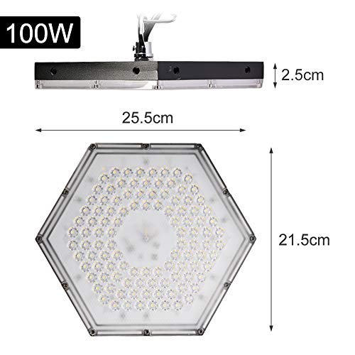 Nido de Abeja LED Iluminación, 100W 9000LM LED Hexágono Regular Lámpara Industrial, Blanco Frío 6000K Lampara Minera Comercial Iluminación Luces Almacén LED Lámpara