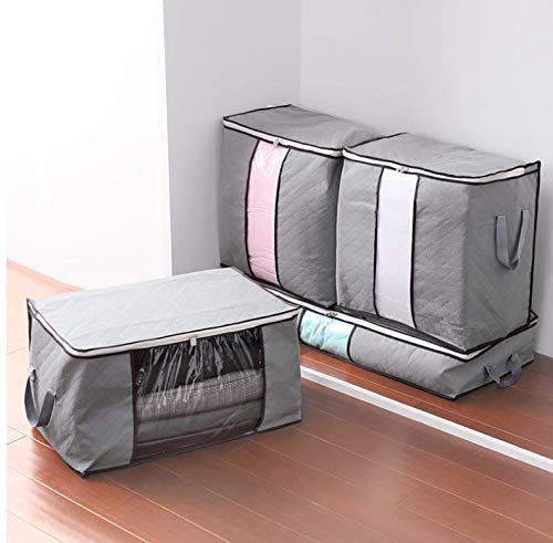 Nifogo Bolsa de Almacenamiento,organizadores Plegables para Bolsas de Almacenamiento,Alta Densidad de Tela Bolsa de Almacenamiento con Cremallera y Asas, Plegable, 60 x 35 x 40 cm