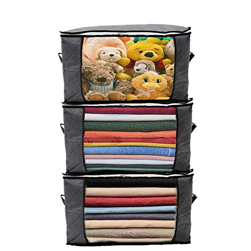 Nifogo Bolsa de Almacenamiento,organizadores Plegables para Bolsas de Almacenamiento,Alta Densidad de Tela Bolsa de Almacenamiento con Cremallera y Asas, Plegable, 60 x 35 x 40 cm