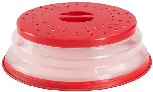 Nifogo Tapa Plegable para Microondas,Tapa microondas Plegable Colador,sin BPA y no tóxico,Salpicaduras,para Lavar Frutas (Rojo)