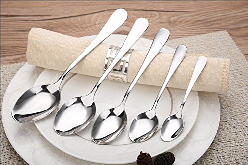 nikgic 8 pcs Restaurant comestible para electrodomésticos vajilla de acero inoxidable cuchara cubiertos cuchara de sopa 12.5 * 2.4 cm