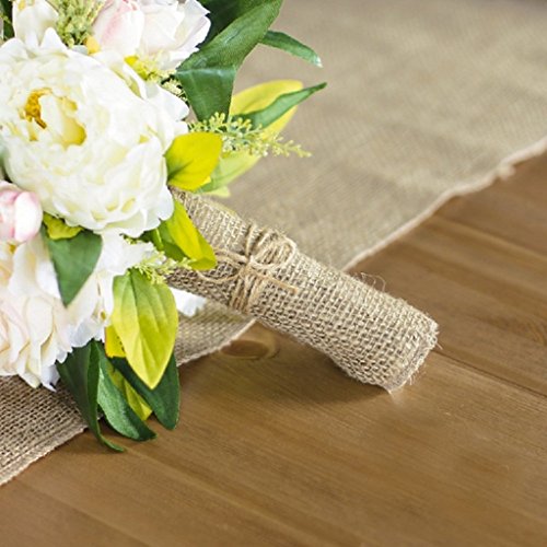 Nikgic Natural de Arpillera Artesanía Cinta Rollo con Encaje Blanco Encaje de Lino Regalo Arreglos Florales, Perfecto para Bodas, Corbatas, Correas, Coronas, Lazos -3m