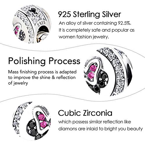 NINGAN Disney, Mickey & Minnie Love, Abalorio de Plata de Ley 925 con Encanto Transparente, Compatible con Pulseras y Otras Pulseras de Abalorios Europeas (Minnie)