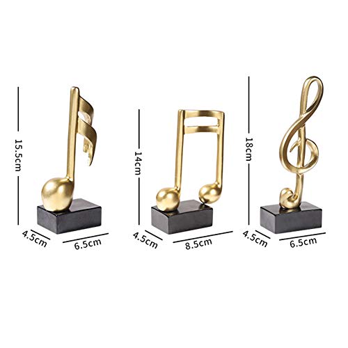 NingdeCK 3 notas musicales, resina, nota de música dorada, estatua, escultura, manualidades, decoración para el hogar, oficina, decoración, No nulo, como se muestra en la imagen, 3 piezas