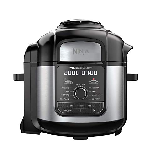 Ninja OP500EU Foodi MAX Multi-Cooker, Freidora de Aire, Olla a Presión, Gris y Negro