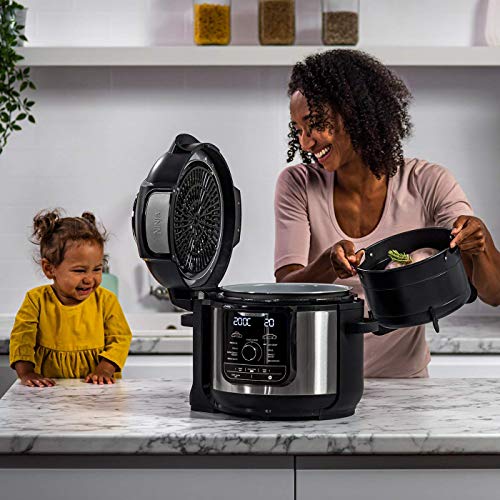 Ninja OP500EU Foodi MAX Multi-Cooker, Freidora de Aire, Olla a Presión, Gris y Negro