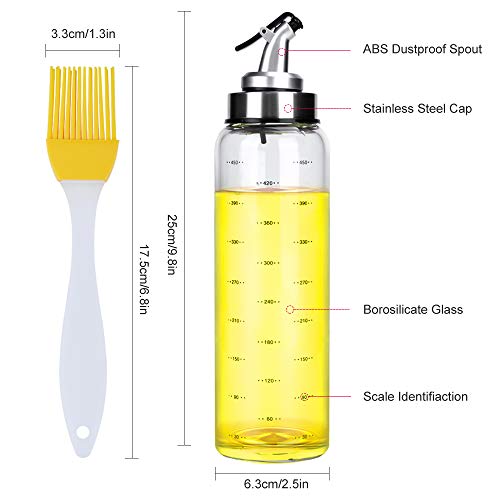 Ninonly Botella Dispensadora de Aceite de Oliva 500ml Dispensador de Pulverizador De Aceite Recargable Botella de Rociador de Aceite de Oliva para Cocinar,Barbacoa,Ensalada