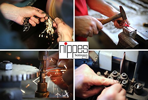 Nippes Solingen - Set de manicura (4 piezas, acero inoxidable y sin níquel, estuche de piel de vacuno con botón de presión, línea Nippes Premium), color negro