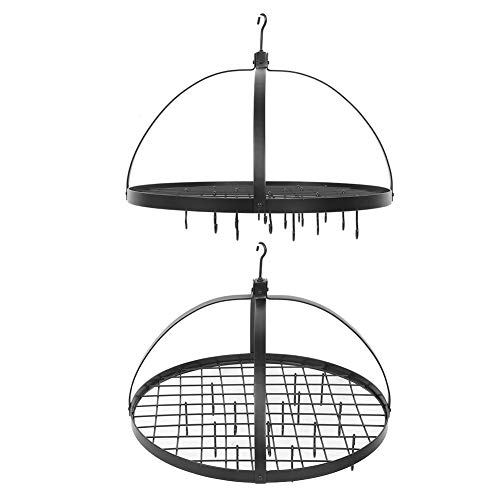 NITRIP Soporte para ollas de Cocina, Soporte para ollas de Cocina, Estante de Almacenamiento de Cocina, Estante para ollas, Organizador Colgante con 16 Ganchos, Hotel, hogar, Cocina, Restaurante