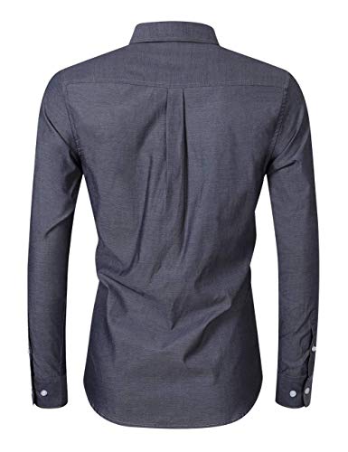 N/J - Camisa de manga larga para hombre de color sólido para negocios, informal, profesional, sin plancha.